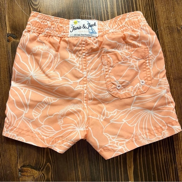 Janie & Jack Hibiscus Print Swim Trunks 6-9 M Coastal Vacation - Picture 2 of 4